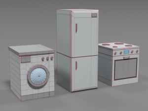 low poly cartoon household electronic devices Modèle 3D
