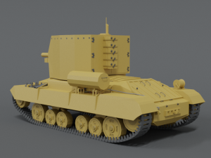 low poly cartoon bishop tank 3D Model