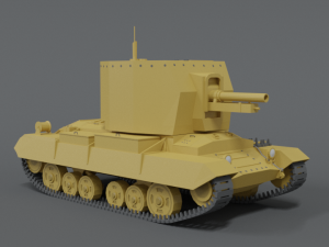 low poly cartoon bishop tank 3D Model