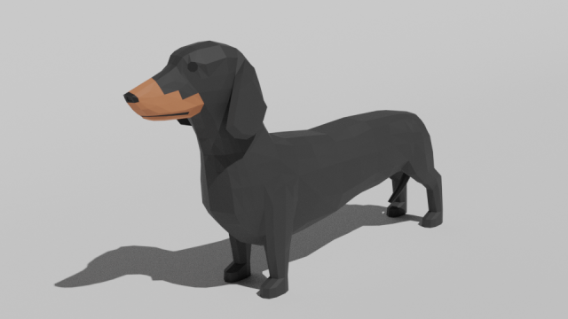 low poly cartoon dachshund dog Modèle 3D .c4d .max .obj .3ds .fbx .stl .blend 
