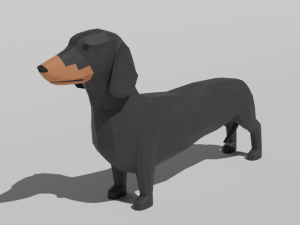 low poly cartoon dachshund dog 3D Model