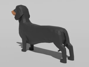 low poly cartoon dachshund dog 3D Model