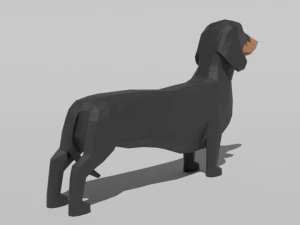 low poly cartoon dachshund dog 3D Model