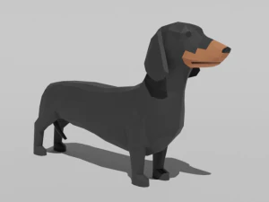 low poly cartoon dachshund dog 3D Model