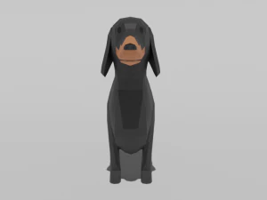low poly cartoon dachshund dog 3D Model