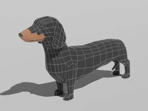 low poly cartoon dachshund dog 3D Model