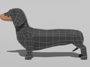 low poly cartoon dachshund dog 3D Model