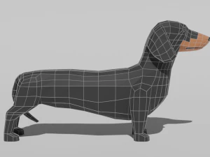 low poly cartoon dachshund dog 3D Model