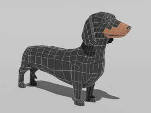 low poly cartoon dachshund dog 3D Model