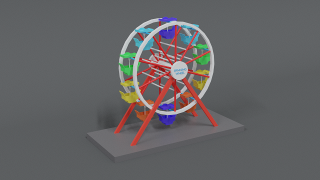 low poly cartoon luna park ferris wheel 3D Model .c4d .max .obj .3ds .fbx .stl .blend 
