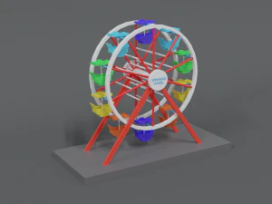 оглядове колесо мультфільму Луна Парк 3D Модель
