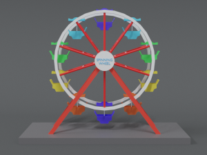 low poly cartoon luna park ferris wheel 3D Model