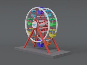 low poly cartoon luna park ferris wheel 3D Model