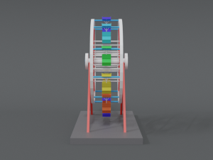low poly cartoon luna park ferris wheel 3D Model