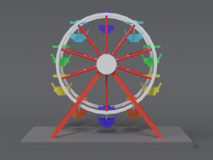 low poly cartoon luna park ferris wheel 3D Model