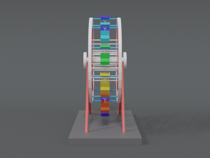 low poly cartoon luna park ferris wheel 3D Model