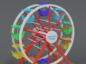 low poly cartoon luna park ferris wheel 3D Model