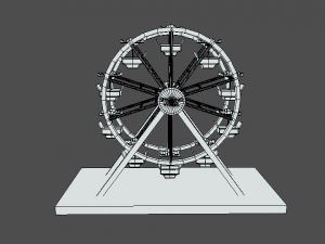 low poly cartoon luna park ferris wheel 3D Model