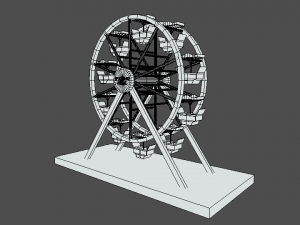 low poly cartoon luna park ferris wheel 3D Model