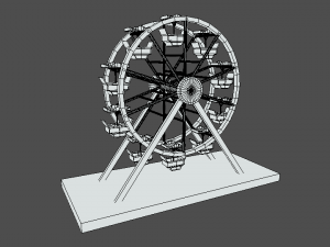 low poly cartoon luna park ferris wheel 3D Model