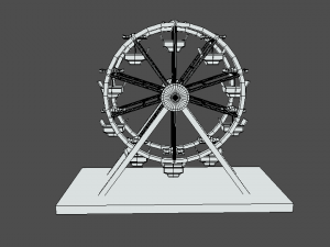 low poly cartoon luna park ferris wheel 3D Model