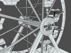 low poly cartoon luna park ferris wheel 3D Model