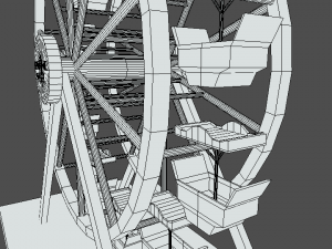 low poly cartoon luna park ferris wheel 3D Model
