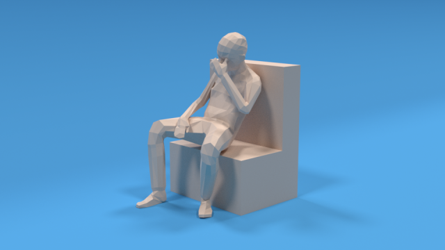 low poly kid sitting disappointed 3D Model .c4d .max .obj .3ds .fbx .stl .blend 