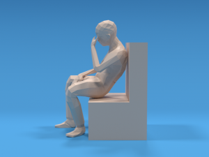 low poly kid sitting disappointed 3D Model