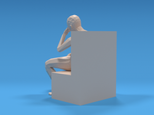 low poly kid sitting disappointed 3D Model