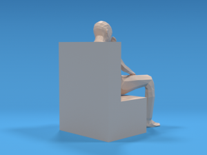 low poly kid sitting disappointed 3D Model