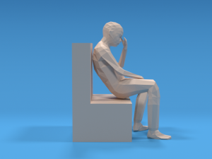 low poly kid sitting disappointed 3D Model