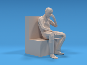 low poly kid sitting disappointed 3D Model