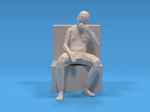 low poly kid sitting disappointed 3D Model