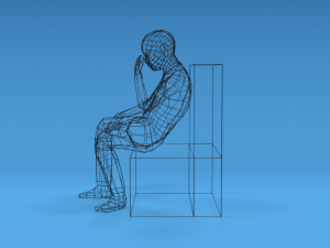 low poly kid sitting disappointed 3D Model
