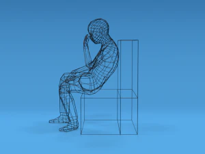 low poly kid sitting disappointed 3D Model