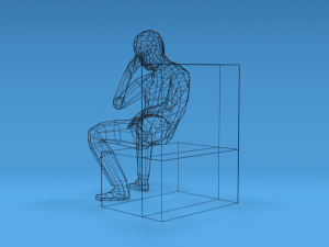 low poly kid sitting disappointed 3D Model