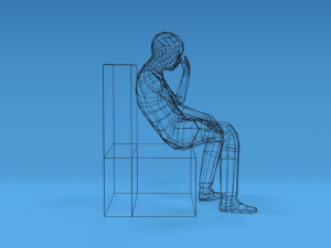 low poly kid sitting disappointed 3D Model