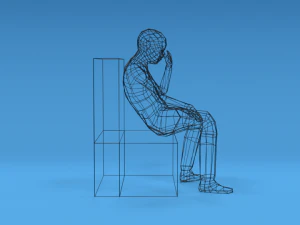 low poly kid sitting disappointed 3D Model