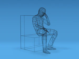low poly kid sitting disappointed 3D Model
