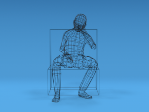 low poly kid sitting disappointed 3D Model