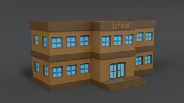 low poly cartoon school 3D मॉडल .c4d .max .obj .3ds .fbx .stl .blend 