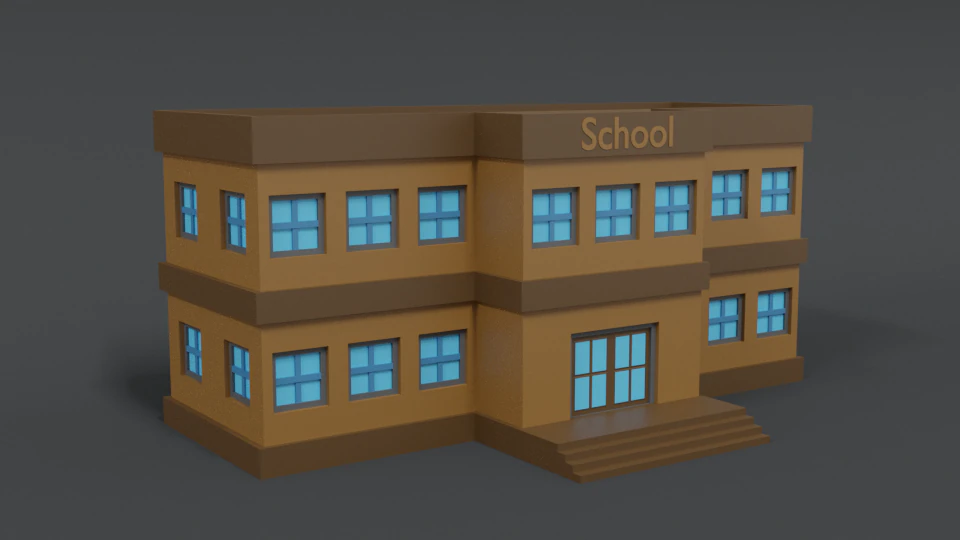 low poly cartoon school 3D Model .c4d .max .obj .3ds .fbx .stl .blend 