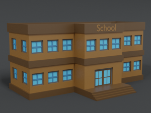 low poly cartoon school 3Dモデル