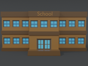 low poly cartoon school 3D मॉडल