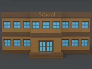 low poly cartoon school 3D Model