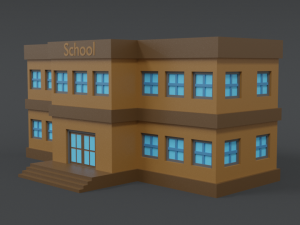 low poly cartoon school 3D मॉडल