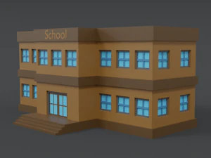 low poly cartoon school 3D Model