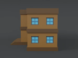 low poly cartoon school 3D Model