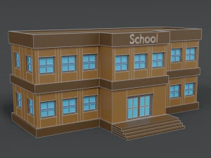 low poly cartoon school 3D Model